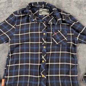 Fasthouse Honey Flannel Womens Shirts Size L Blue Plaid